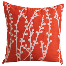 HomeCentric Kissenbezug in Korallenorange, florales Dekokissen, 2er-Pack, 30 x 30 cm, quadratischer Kissenbezug aus Kunstseide, Willow-Design