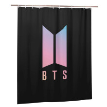 Sprchový závěs s růžovým logem BTS 66x72 palců s háčky, voděodolný polyester, pratelný v pračce, snadná údržba, dekorace do koupelny