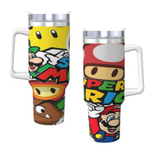 Mario40oz H2.0 Bicchiere termico in acciaio inox con coperchio e cannuccia per acqua, tè freddo o caffè, frullati