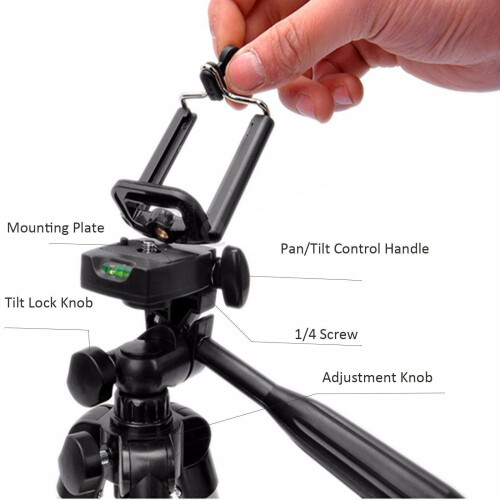 Suporte de tripé profissional para câmera + suporte para celular compatível com iPhone 2