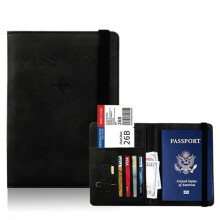 PU RFID-hoesje voor paspoort, creditcard en identiteitskaart, waterdicht, zwart CDQ