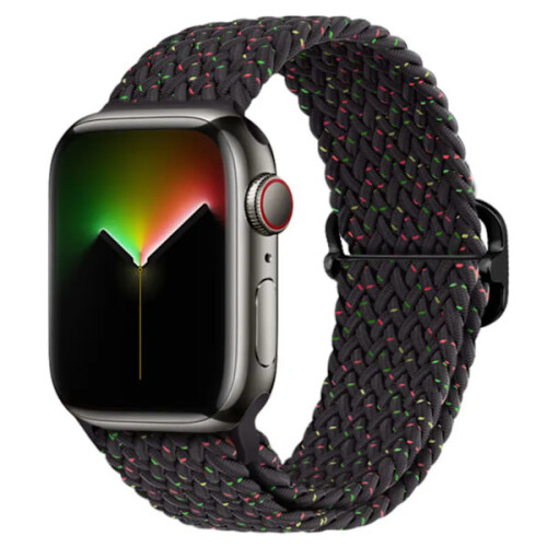 Pulseira elástica trançada compatível com Apple Watch de 38 mm/40 mm/41 mm - Cor preta mesclada