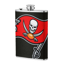 Cantil Buccaneers Flagon de 236ml, em aço inoxidável de qualidade alimentar e couro, portátil para homens, ideal para camping, casamentos e
