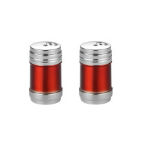 DEFNES Lot de 2 flacons à épices cylindriques en acier inoxydable de 57 ml (2 oz) avec bouchon saupoudreur et couvercle métallique hermétique.