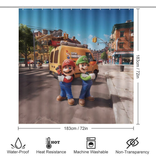 Σετ κουρτινών μπάνιου Mario4 τεμαχίων για όλη την οικογένεια με αντιολισθητικά 1