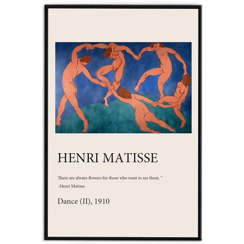 Τέχνη τοίχου σε καμβά Henri Matisse - Χορός, Ζωγραφική του 1910, Πολύχρωμη μοντέρνα τέχνη