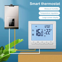 SUSUchens Termostat domowy Smart z podświetlanym dużym ekranem LCD, ścienny regulator temperatury ogrzewania pomieszczenia, artykuły gospodarstwa