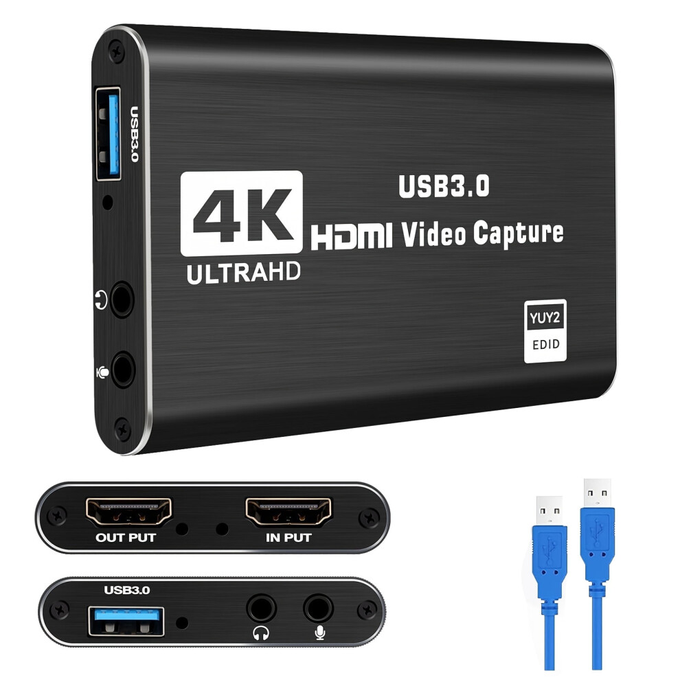 Video Capture Card, Game Capture Card 4K 1080P 60Fps, Hdmi To Usb 3.0 Capture Card, Suitable For Ps4/Pc/Obs/Camera Streaming Operation 9395123317618