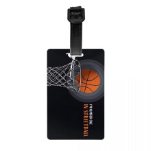 Etiqueta de bagagem de basquete para malas, com estampa de bolinhas, redonda, para uso em atividades físicas, com proteção de privacidade e