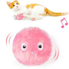 Palla interattiva intelligente con erba gatta, giocattolo per gatti, giocattolo per animali domestici, peluche che cinguetta e si muove, rosa