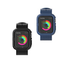 OUSITAI Diseñado para ser compatible con Apple Watch con Apple Watch. Funda protectora resistente con correa (azul, 44 mm).