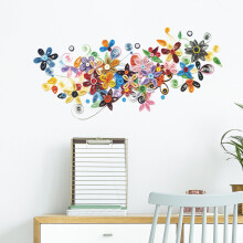 Winysin Fleurs colorées jouant dans la chambre, le salon ou le porche - Décoration murale autocollante