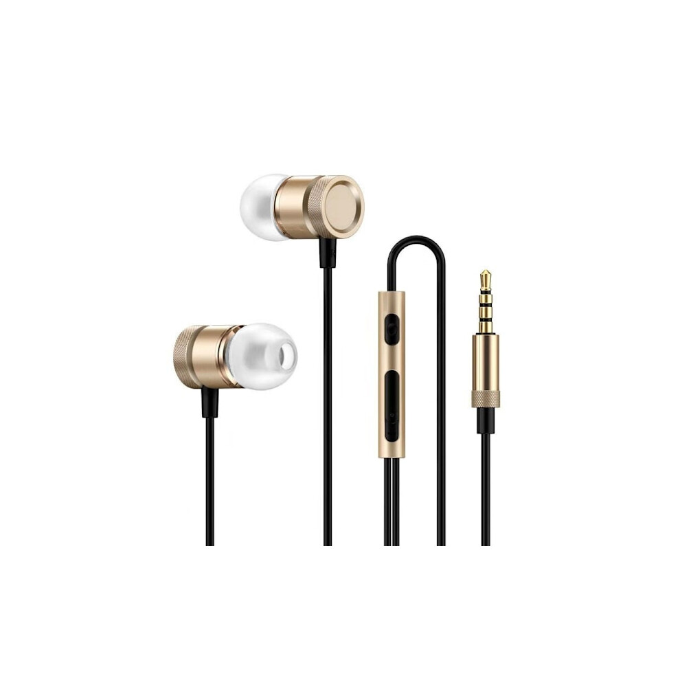 3.5Mm Wired In-Ear Headphones Wholesale Corded Metal Earphones With Built-In Microphone Volume Control For Ios & Android Devices Gold 9395123318936