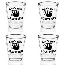 Set of 4 Funny Sloth Let's Get Slothed 1.75oz Shot Glass