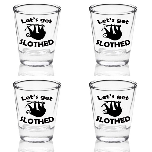 Σετ 4 αστείων sloth Let's Get Slothed σφηνοπότηρο 1,75oz