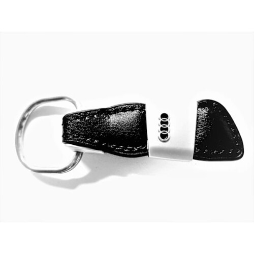 Porte-clés en cuir véritable pour Audi, noir, taille unique