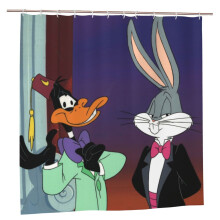 Cortina de ducha impermeable de poliéster con diseño de Bugs Bunny, decoración para baño, kit de cortina de ducha con ganchos, 72 x 72 pulgadas.