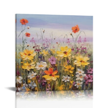 JEUXUS Flowers Wall Art Daisy Colorful Canvas Floral Pictures Spring Purple Painting 12\x12\