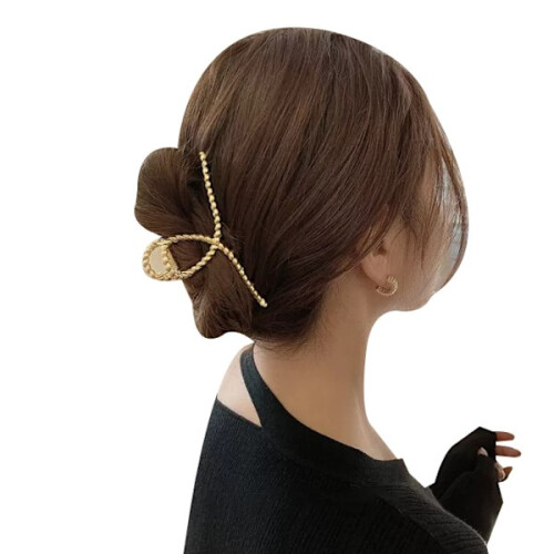 Χρυσά μεταλλικά κλιπ μαλλιών για γυναίκες Style4