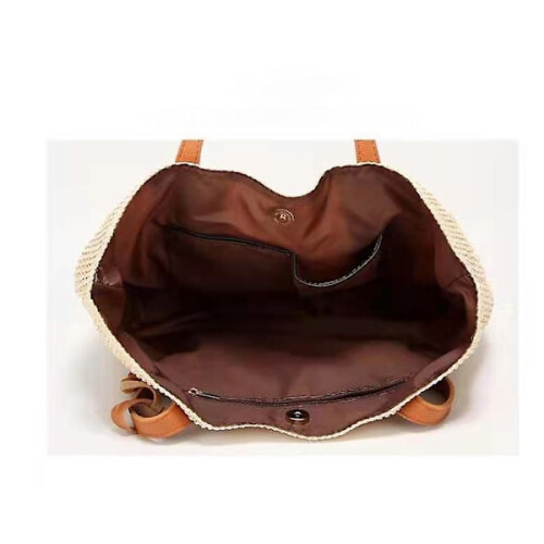 Stråstrandtaske til kvinder, skuldertaske, sommerhåndtaske, sort 2
