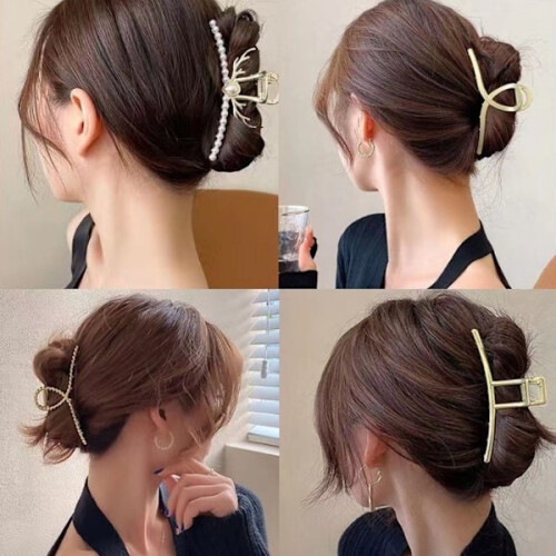 Χρυσά μεταλλικά κλιπ μαλλιών για γυναίκες Style4 2