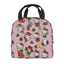 Hello Kitty -joulukuvioinen kannettava alumiinifoliolla eristetty lounaskassi, vedenpitävä ja jäähdytetty kassi, yhteensopiva toimistoon,