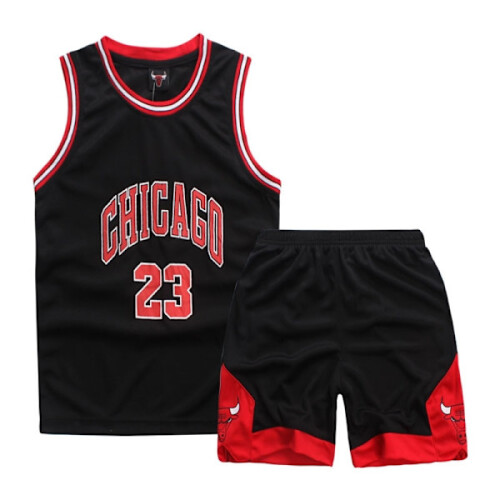 Hot2025Michael Jordan Νο. 23Σετ φανέλας μπάσκετ Chicago Bulls για παιδιά, εφηβική στολή W Μαύρο