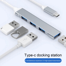 SUSUchens High Speed Drive-free USB Docking Station Portable4Port USB3.0Type-C3.0Multi USB Splitter OTG Hub Computer Accessories