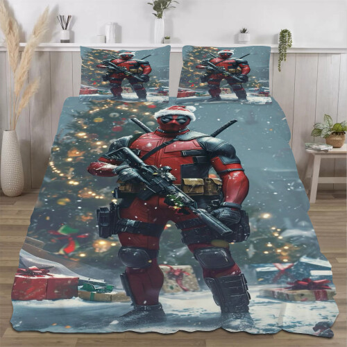 Χριστουγεννιάτικο σετ πάπλωμα Deadpool πλήρους μεγέθους 3 τεμάχια μαλακά 2