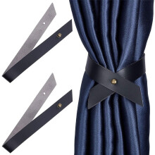 Conjunto de 2 prendedores de cortina em couro compatíveis com cortinas e persianas, ideais para sala de estar, quarto, escritório e café - Preto