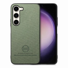 Étui compatible avec le Samsung Galaxy S21 5G, en tissu sergé et cuir vert.