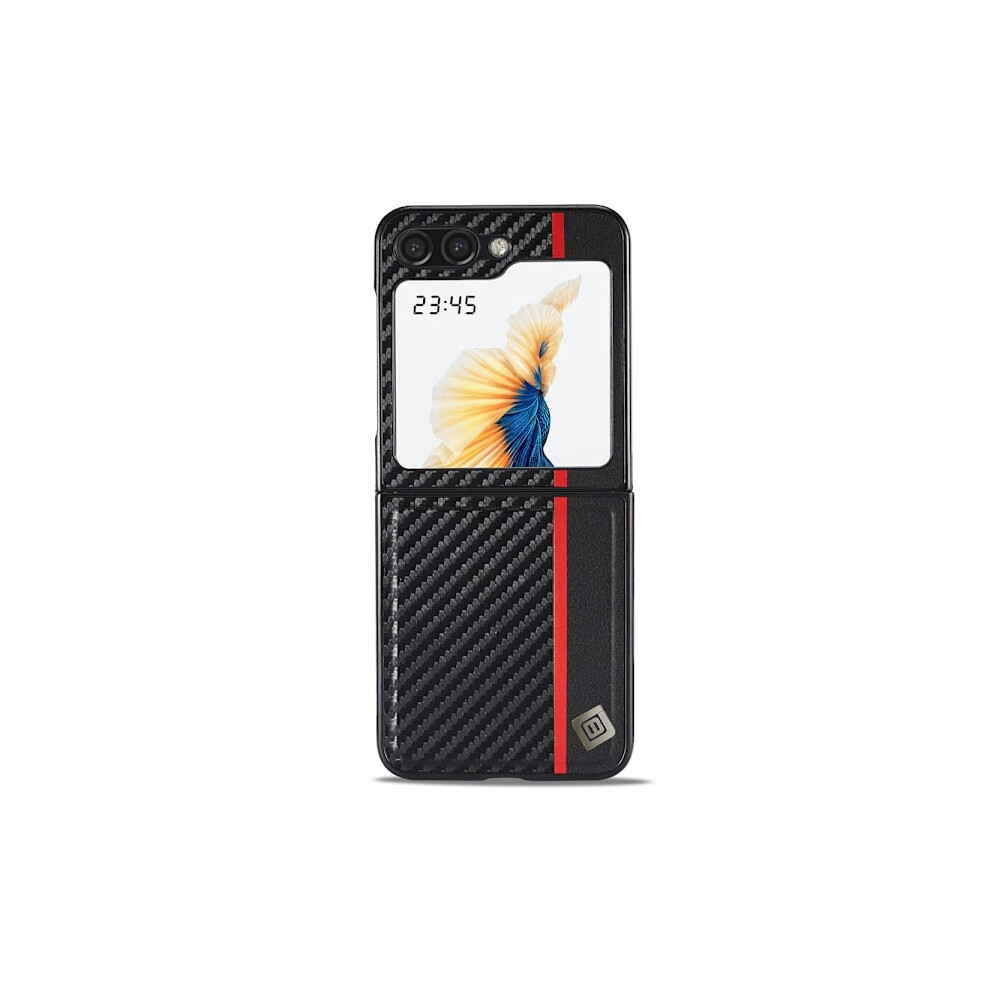 Skalo Compatible With Samsung Z Flip6 Lc.imeeke Carbon Fiber Pu Leather Case - Black 9395123425542