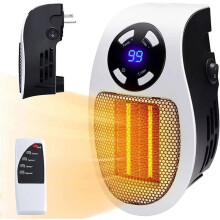 Calefactor eléctrico cerámico de 500 W con termostato ajustable, temporizador y pantalla LED: calefacción portátil para interiores, ideal para