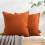 Phantoscope Classic Woven Textured Thick Solid Color Checker Plaid Series Decorative Throw Pillow, 20" x 20", Orange, 2 Pack 1