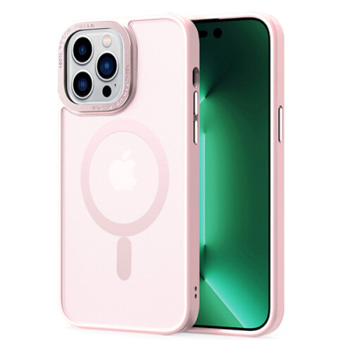 Étui magnétique MagSafe compatible avec iPhone 15 Pro rose mat
