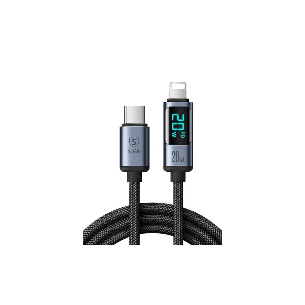 Sign 20W Usb-C To Lightning Cable With Display, 1.2M - Black 9395123425603