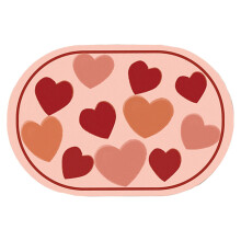 Sada 4 ks závěsů na Valentýna s protiskluzovými koberci, krytem na toaletní víko a koupelnovou předložkou, sada koupelnových doplňků do