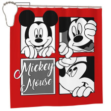 Roztomilý kreslený sprchový závěs s Mickey Mousem do koupelny, halloweenská dekorace s 12 háčky na záclony do koupelny, vodotěsný 72x72