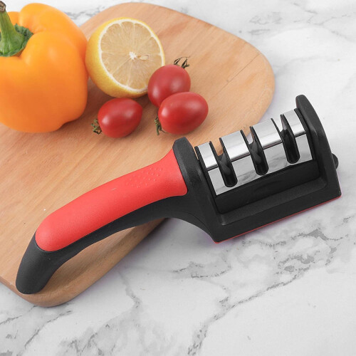 Black and Red Double Ceramic Manual Three-stage Sharpener Gift Multifunctional Sharpener Kitchen Household Grindstone 2