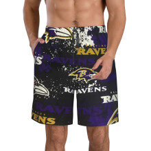 Pantaloni da spiaggia casual da uomo Ravens, pantaloncini sportivi con logo della squadra di football, maniche corte, ideali come regalo per gli