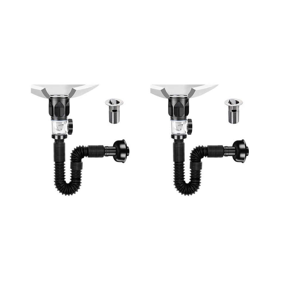 2X Bathroom Sink Drain Kit With Flexible Expandable P-Trap Sink Drain Pipe Tube Anti-Odor Bathroom Sink Drain Pipe 9165521375639