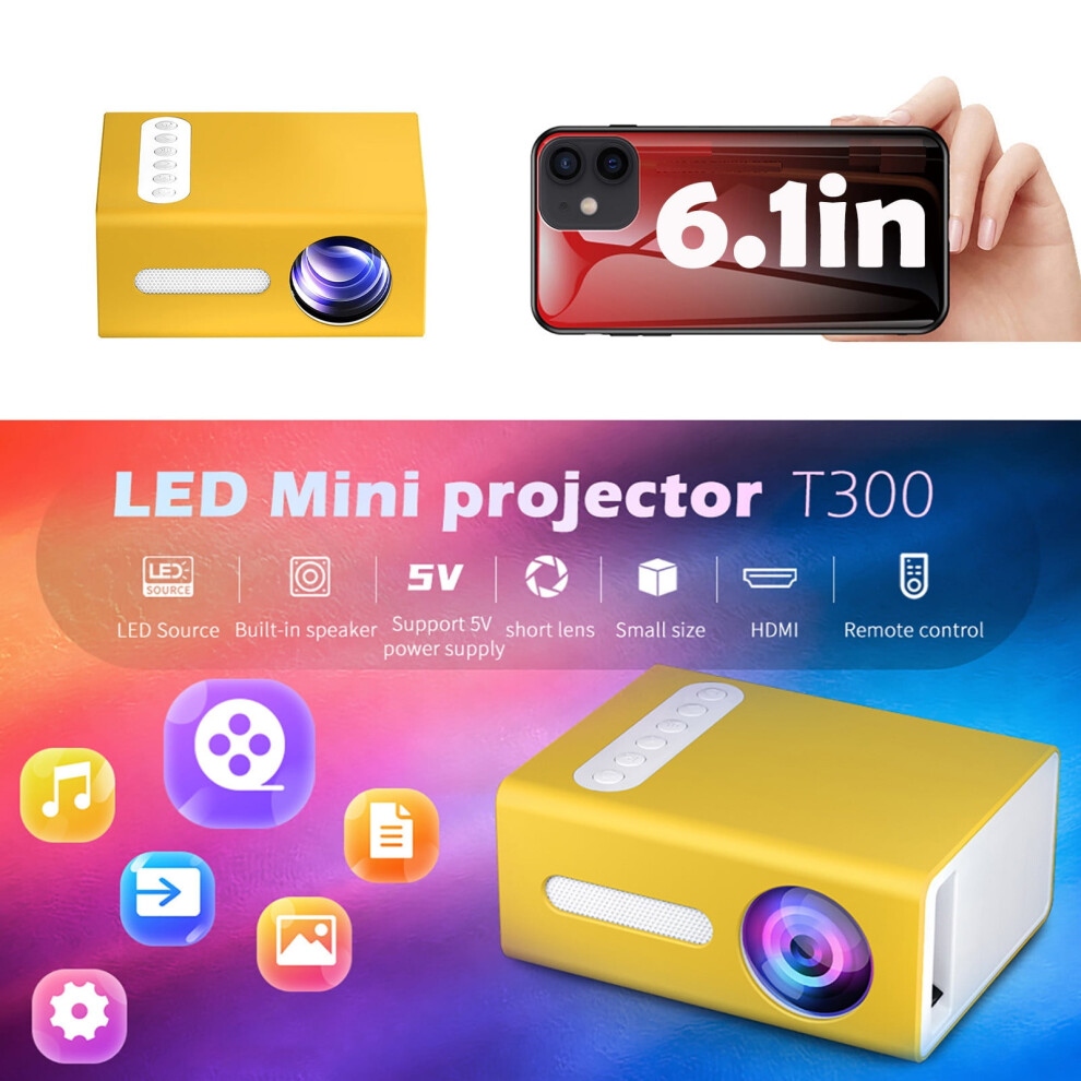 Projector Gnobogi Home Audio 1080P Home Mini Projector Usb Hdmi Av Portable Hd Led Cinema 0.38X0.28in Clearance Light 9395123521671