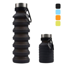 Amerteer Collapsible Water Bottle, 18oz BPA Free Silicone, Portable Leak Proof with Carabiner, compatible with travel gym camping hiking