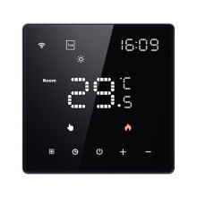 Digitale slimme thermostaat, programmeerbaar, wifi, draadloze kamersensor, app-bediening, zwart