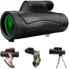 10x42 HD monokulær kikkert, monokulær kan bæres til mobiltelefoner, fugletitting, fotturer, konsert, ballsport, svart