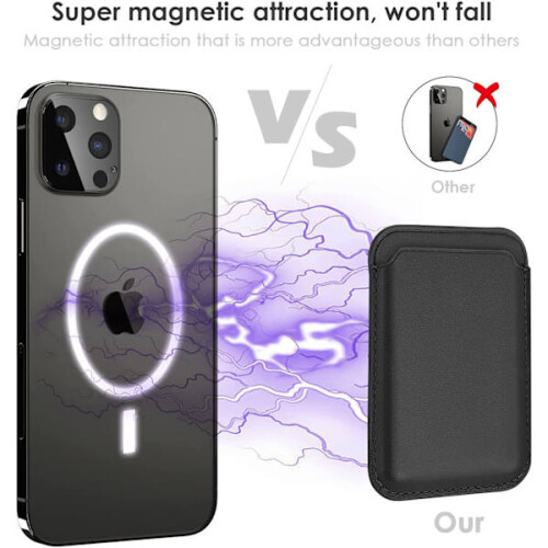 Μαγνητική θήκη καρτών INF για συμβατότητα με iPhone 12/13Series PU δέρμα σε μαύρο χρώμα 2