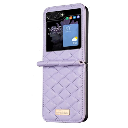 Compatible avec Samsung Galaxy Z Flip5 - Étui à texture diamant violet 1