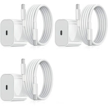 Chargeur compatible Samsung - Adaptateur de charge rapide 20 W + câble USB-C, blanc (lot de 3)