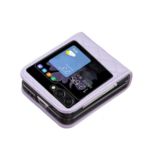 Compatible avec Samsung Galaxy Z Flip5 - Étui à texture diamant violet 2
