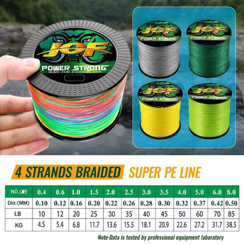 JOF4Strands Πετονιά Ψαρέματος 300/100M Πλεγμένη PE Ισχυρή Πετονιά Ψαρέματος Πολύκλωνη 1